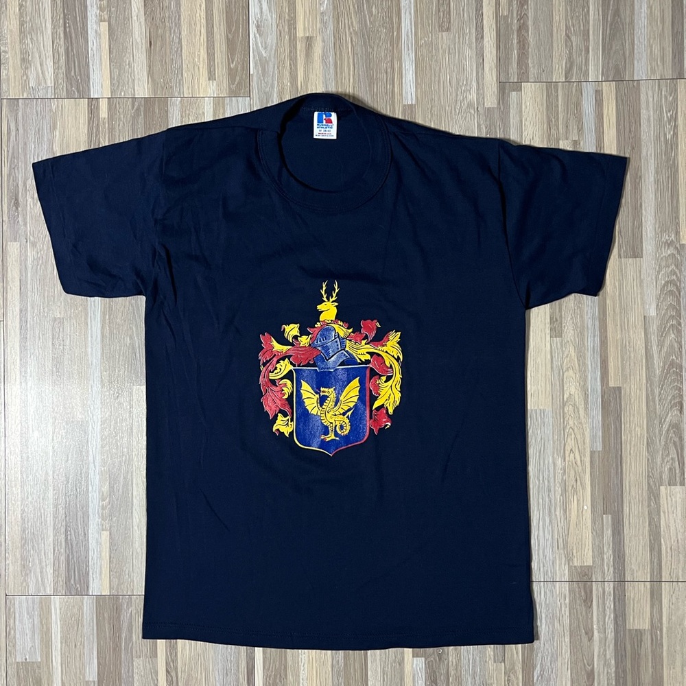Vintage 90s Russell Athletic Obscure Family Crest Medieval Times T-shirt Medium